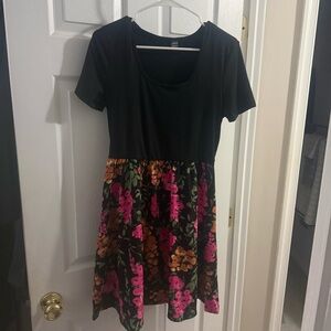 SHEIN Black and Pink Floral Womens  Dress